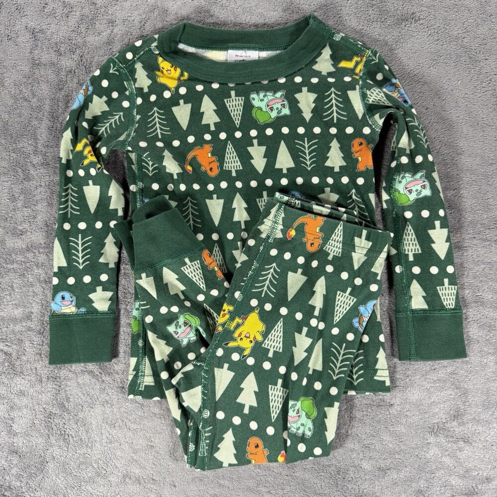 Hanna Andersson Pokémon Pikachu Charizard Squirtle‎ Long John Holiday Pajamas 3T